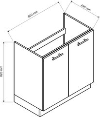 Кухонный шкафчик для мойки NATALIA D80ZL, серый цвет цена и информация | Кухонные шкафчики | 220.lv