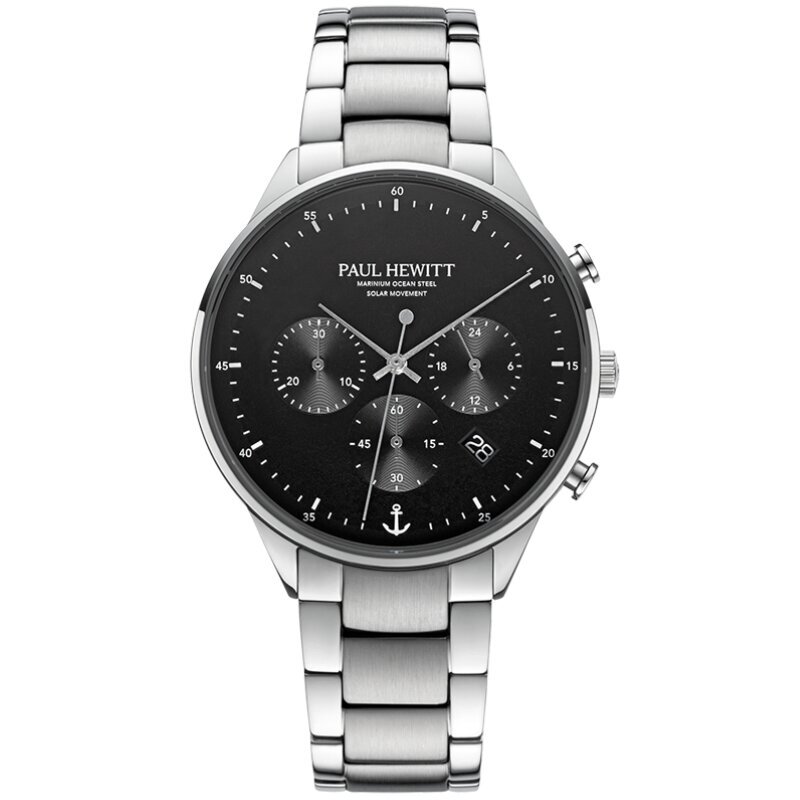 Vīriešu pulkstenis Paul Hewitt Solar Chrono Silver Black PH-W-0301 PH-W-0301 cena un informācija | Vīriešu pulksteņi | 220.lv