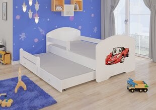 Детская кровать Pepe II Barrier Red Car 160x80см + Матрас цена и информация | Детские кровати | 220.lv
