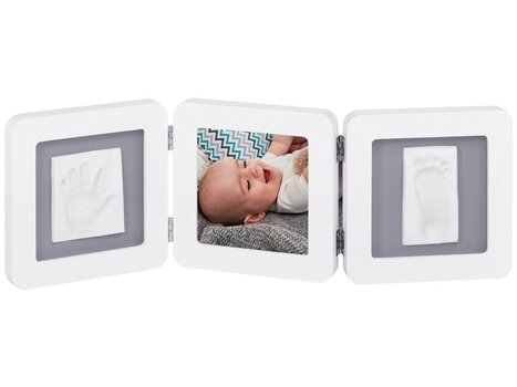 Набор для изготовления отпечатка ножки/ручки малыша Baby Art Modern Trendy Double Print Frame, белый/серый цена и информация | Отпечатки для младенцев | 220.lv