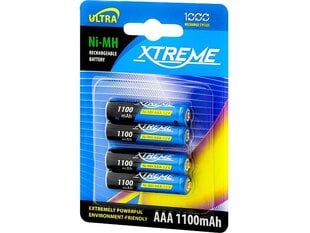 XTREME rechargeable battery 4xAAA/R3 1100mAh Ni-MH - blister цена и информация | Батарейки | 220.lv