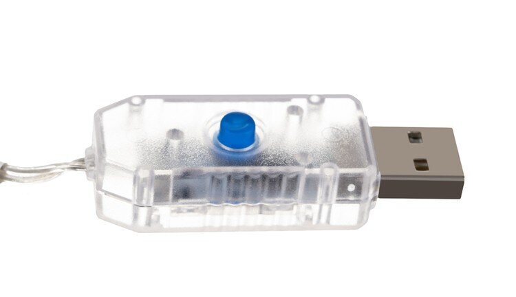 Virtene USB - 300 LED ar tālvadības pulti, auksti balts cena un informācija | Ziemassvētku lampiņas, LED virtenes | 220.lv