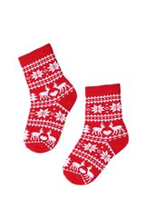 Детские хлопковые носки красного цвета с узором в зимних мотивах NORTH POLE (Северный полюс) цена и информация | Носки, колготки для девочек | 220.lv