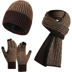 Комплект Need 4You шапка, шарф и перчатки, коричневый цена и информация | Мужские шарфы, шапки, перчатки | 220.lv