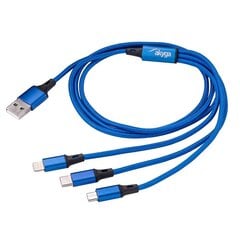Akyga cable USB AK-USB-27 USB A (m) / micro USB B (m) / USB type C (m) / Lightning (m) 1.2m cena un informācija | Savienotājkabeļi | 220.lv