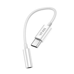 Vipfan L08 USB-C to mini jack 3.5 мм AUX cable, 10cм (white) цена и информация | Кабели для телефонов | 220.lv