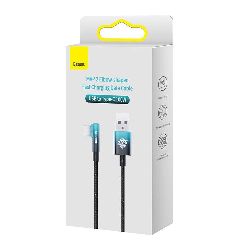 Baseus Elbow 1m 100W USB to USB-C angled cable (black-blue) cena un informācija | Savienotājkabeļi | 220.lv