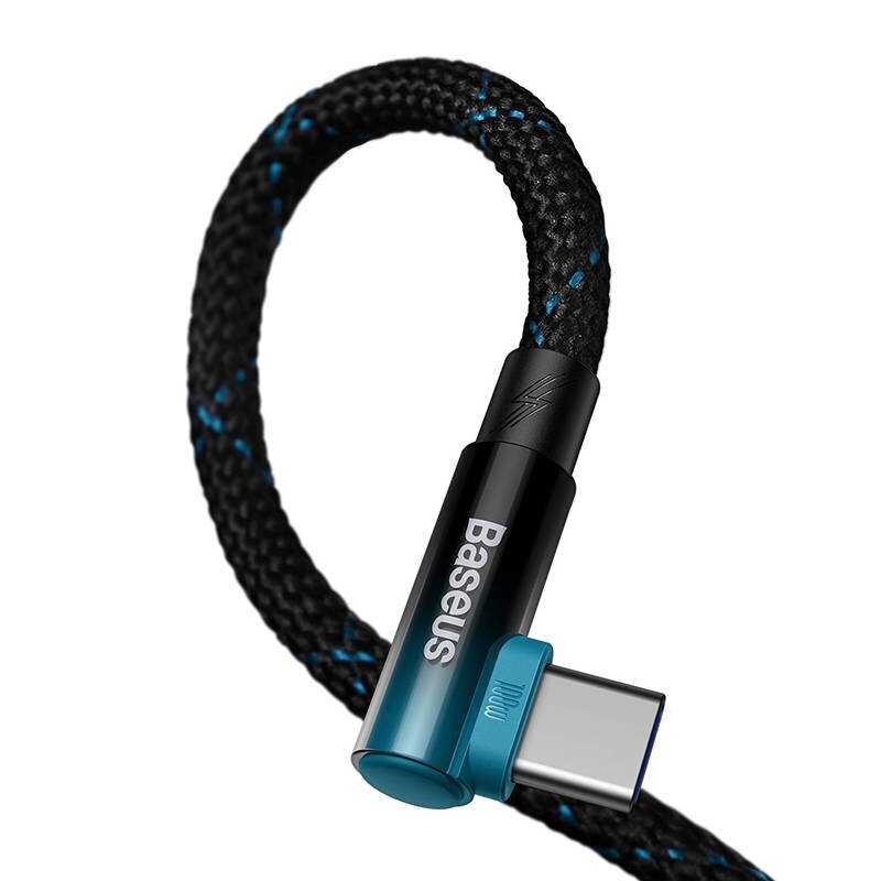 Baseus Elbow 1m 100W USB to USB-C angled cable (black-blue) cena un informācija | Savienotājkabeļi | 220.lv