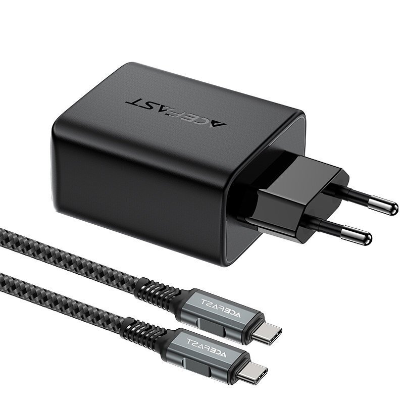 Acefast 2in1 charger GaN 65W USB Type C / USB, adapter HDMI adapter 4K @ 60Hz (set with cable) black (A17 black) cena un informācija | Lādētāji un adapteri | 220.lv