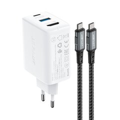 Acefast 2in1 charger GaN 65W USB Type C / USB, adapter adapter HDMI 4K @ 60Hz (set with cable) white (A17 white) цена и информация | Зарядные устройства для телефонов | 220.lv