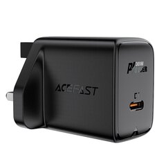 Acefast GaN charger (UK plug) USB Type C 30W, Power Delivery, PPS, Q3 3.0, AFC, FCP black (A24 UK black) цена и информация | Зарядные устройства для телефонов | 220.lv