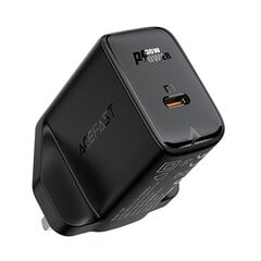 Acefast GaN charger (UK plug) USB Type C 30W, Power Delivery, PPS, Q3 3.0, AFC, FCP black (A24 UK black) цена и информация | Зарядные устройства для телефонов | 220.lv