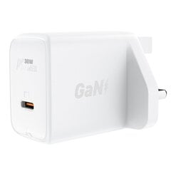 Acefast GaN wall charger (UK plug) USB Type C 30W, Power Delivery, PPS, Q3 3.0, AFC, FCP white (A24 UK white) цена и информация | Зарядные устройства для телефонов | 220.lv