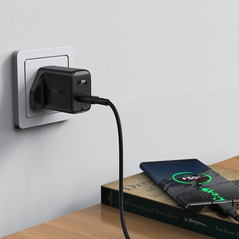 Acefast GaN wall charger (UK plug) USB Type C 30W, Power Delivery, PPS, Q3 3.0, AFC, FCP white (A24 UK white) cena un informācija | Lādētāji un adapteri | 220.lv