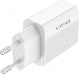 Vipfan E01 tīkla lādētājs, 1x USB, 2.4A + USB-C kabelis (balts) cena un informācija | Lādētāji un adapteri | 220.lv