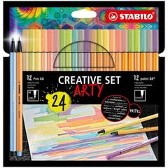Pildspalvu komplekts STABILO Pen 68 & Point 88 | 24 krāsas цена и информация | Принадлежности для рисования, лепки | 220.lv