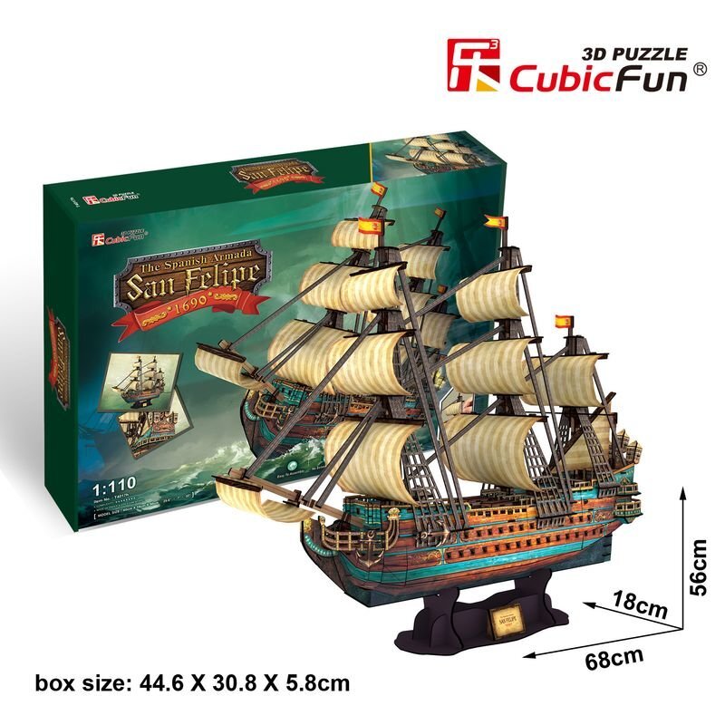 3D puzle CubicFun Spāņu karakuģis „San Felipe“, 248 d. cena un informācija | Puzles, 3D puzles | 220.lv