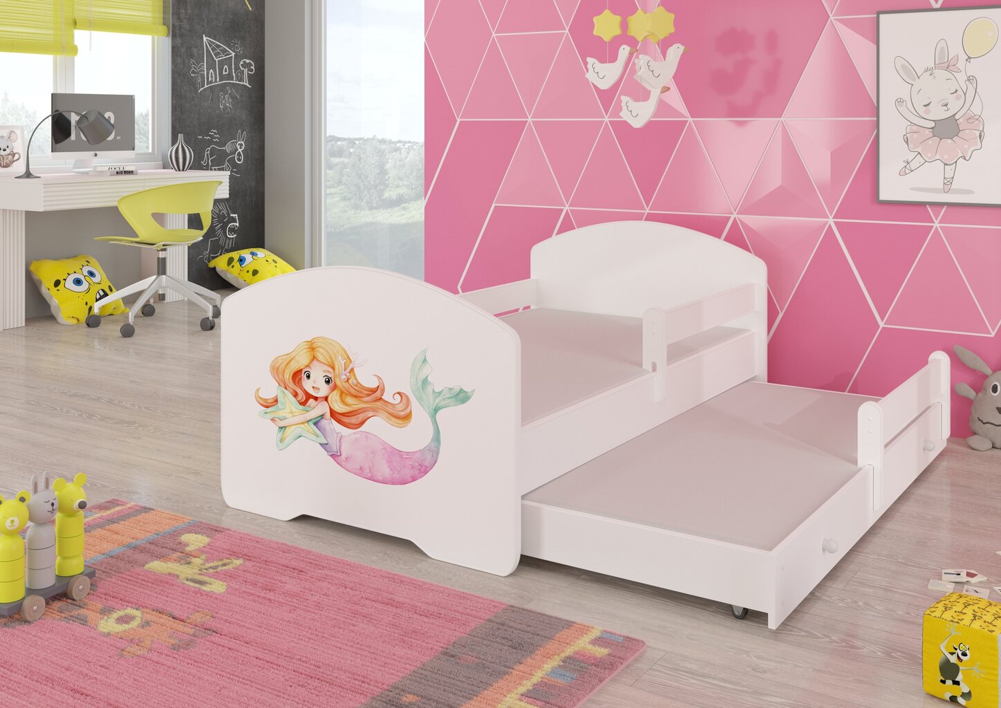 Bērnu gulta Pepe II Barrier Mermaid with a Star 160x80cm cena un informācija | Bērnu gultas | 220.lv