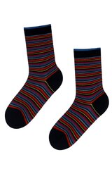 Носки чёрного цвета из мериносовой шерсти с разноцветным полосатым узором FRED цена и информация | Женские носки | 220.lv