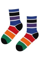 Хлопковые носки в широкую разноцветную полоску с резинкой в холодных оттенках COLOUR цена и информация | Женские носки | 220.lv