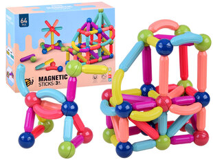 Krāsainas magnētiskas formas bērniem, 64 detaļas цена и информация | Конструкторы и кубики | 220.lv