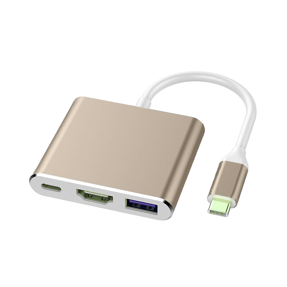 Adapteris 3 in 1 USB-C Multiport Hub – Zelts cena un informācija | Adapteri un USB centrmezgli | 220.lv