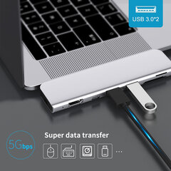 USB-C-хаб Multi-port 4K + SD-считыватель 7 в 1 — Серебряный цена и информация | Адаптеры и USB разветвители | 220.lv