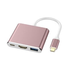 Adapteris 3 in 1 USB-C Multiport Hub – Rozā цена и информация | Адаптеры и USB разветвители | 220.lv
