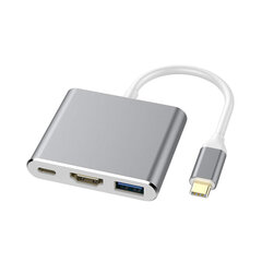 Adapteris 3 in 1 USB-C Multiport Hub – Pelēks cena un informācija | Adapteri un USB centrmezgli | 220.lv