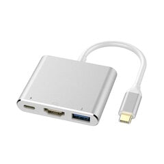 Adapteris 3 in 1 USB-C Multiport Hub – Sudrabs cena un informācija | Adapteri un USB centrmezgli | 220.lv