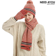 Комплект Need 4You шапка, шарф и перчатки, розовый цена и информация | Женские шапки | 220.lv