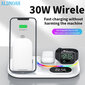 4in1 LED Bezvadu lādētājs priekš iPhone, Apple Watch un AirPods (30W) – Melns cena un informācija | Lādētāji un adapteri | 220.lv