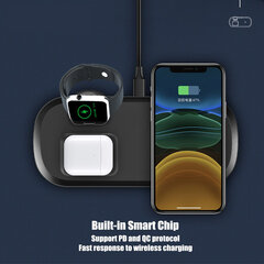 Зарядная док-станция Trio Qi для iPhone, Apple Watch и AirPods — Белая цена и информация | Зарядные устройства для телефонов | 220.lv