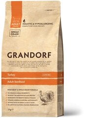 Sausā barība ar tītaru sterilizētiem kaķiem GRANDORF, 2 kg цена и информация | Сухой корм для кошек | 220.lv