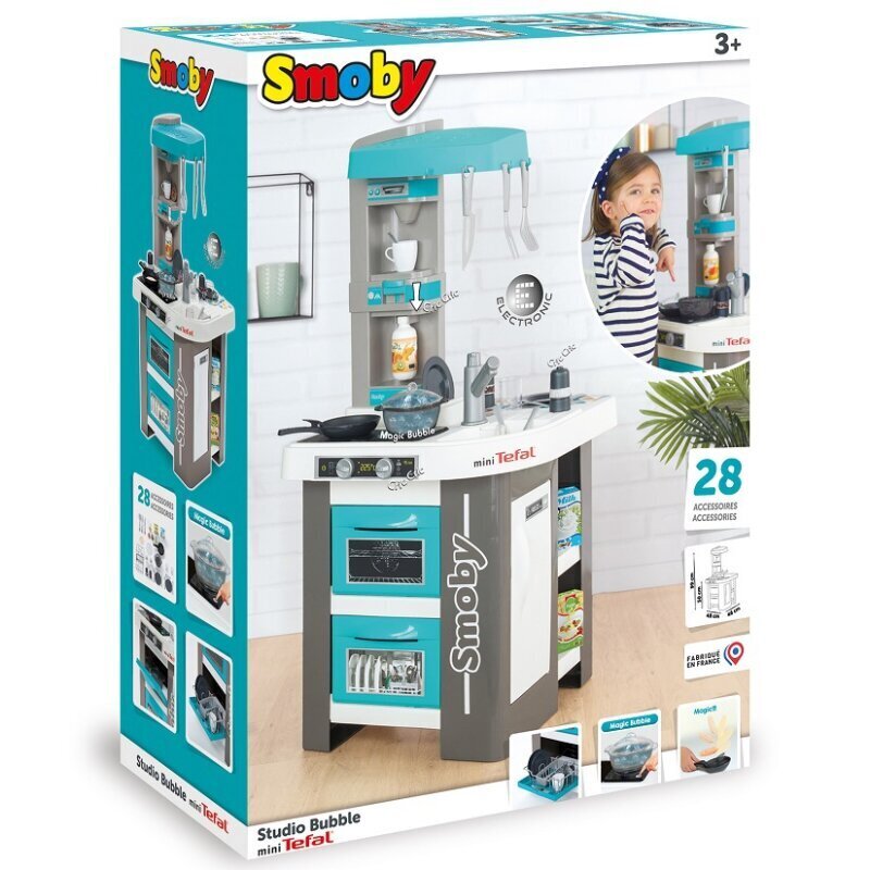 Rotaļu burbuļu virtuve Smoby Mini Tefal Studio, 28 aksesuāri цена и информация | Rotaļlietas meitenēm | 220.lv