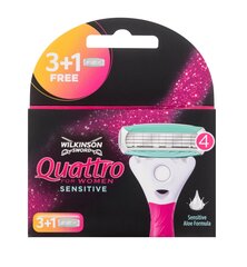 Лезвия для бритья для чувствительной кожи для женщин Wilkinson Sword Quattro, 4 штуки цена и информация | Косметика и средства для бритья | 220.lv