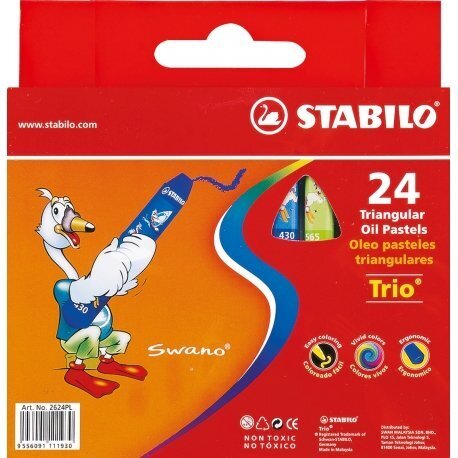 Eļļas pasteļkrītiņi STABILO TRIO | 24 krāsas cena un informācija | Modelēšanas un zīmēšanas piederumi | 220.lv