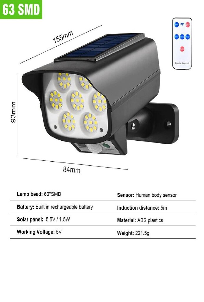 Saules uzlādējama lampa ar induktīvu kustības sensoru цена и информация | Lukturi | 220.lv