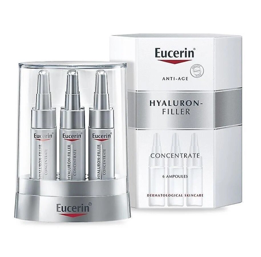 Intensīvs pretgrumbu sejas serums Eucerin Hyaluron - Filler 3x Effect Serum Concentrate Set, 6 x 5 ml cena un informācija | Serumi sejai, eļļas | 220.lv