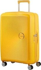 American Tourister vidējā lieluma ceļojumu koferis Soundbox Spinner 67 cm, dzeltens цена и информация | Чемоданы, дорожные сумки | 220.lv