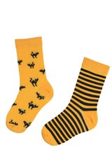 Детские хлопковые носки жёлтого цвета с изображением чёрных кошек и полосок на Хэллоуин SCAREDY-CAT цена и информация | Носки, колготки для девочек | 220.lv