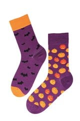 Хлопковые носки фиолетового цвета с узорами в виде тыквы и летучей мыши на Хэллоуин FLYING BAT цена и информация | Мужские носки | 220.lv