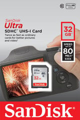 SanDisk Secure Digital Ultra HC 32 ГБ 80 МБ / с, класс 10 / UHS-I цена и информация | Карты памяти для фотоаппаратов | 220.lv