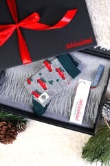 Подарочная коробка с серым шарфом из шерсти альпаки и мериносовыми носками CAR PALY 100401SILVERGREY+CARPLAY-40-45 цена и информация | Женские носки | 220.lv