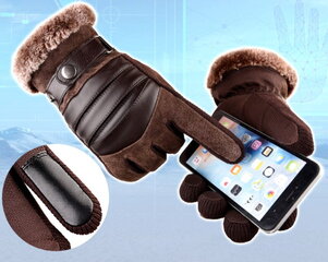 Перчатки мужские зимние KR74, коричневые цена и информация | Мужские шарфы, шапки, перчатки | 220.lv