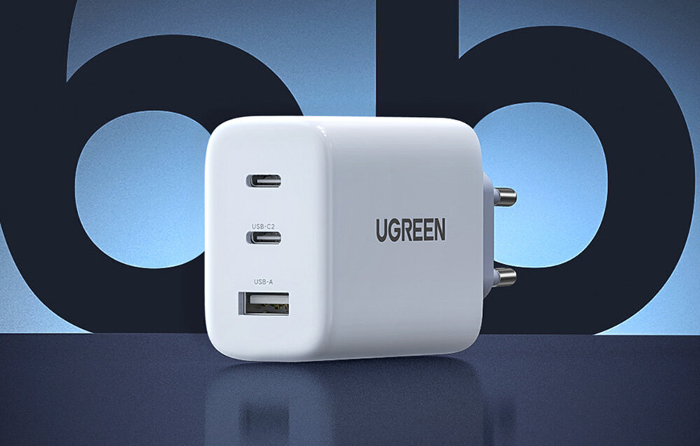 Ugreen Sienas lādētājs CD275, 2x USB-C, 1x USB, 65W (balts) cena un informācija | Lādētāji un adapteri | 220.lv