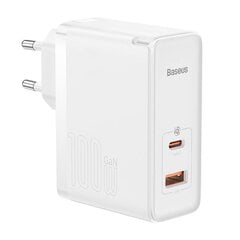 Baseus GaN5 Pro USB-C + USB wall charger, 100 Вт  + 1 м cable (white) цена и информация | Зарядные устройства для телефонов | 220.lv