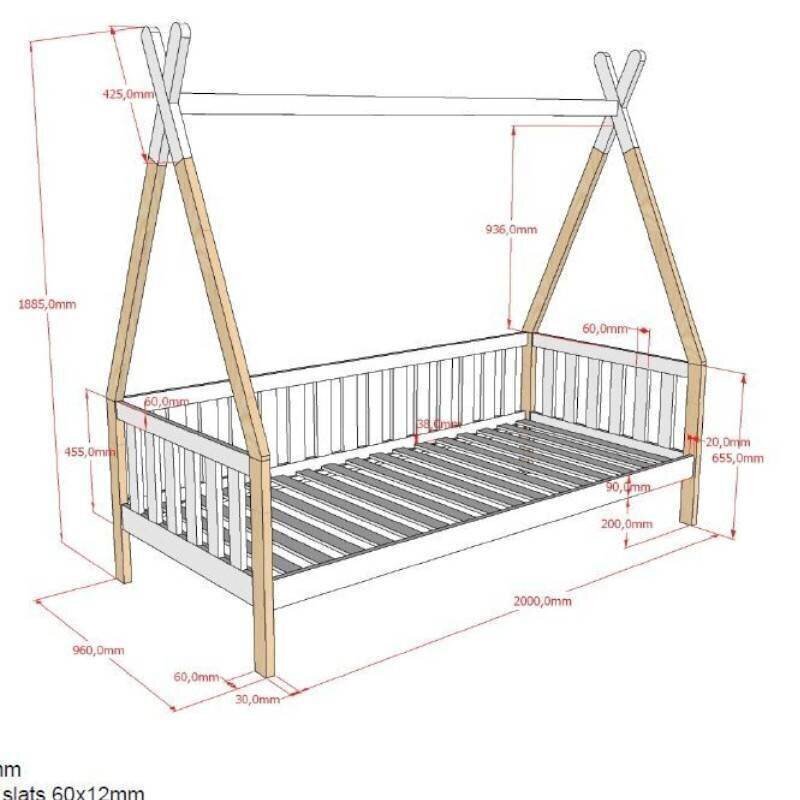 Bērnu gulta Aatrium Tipi, balta cena un informācija | Bērnu gultas | 220.lv