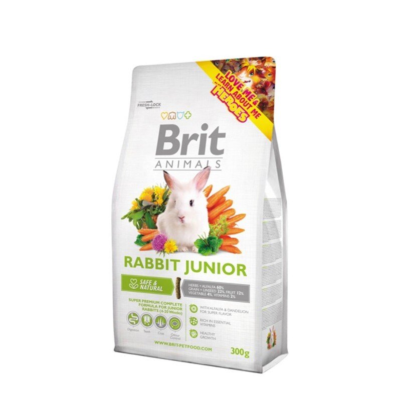 Trušu barība Brit Animals Rabbit Junior 300 g цена и информация | Barība grauzējiem | 220.lv