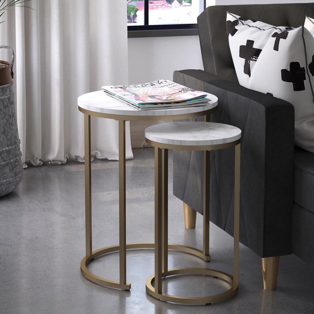 CosmoLiving Amelia Nesting galdiņi, White Marble cena un informācija | Žurnālgaldiņi | 220.lv